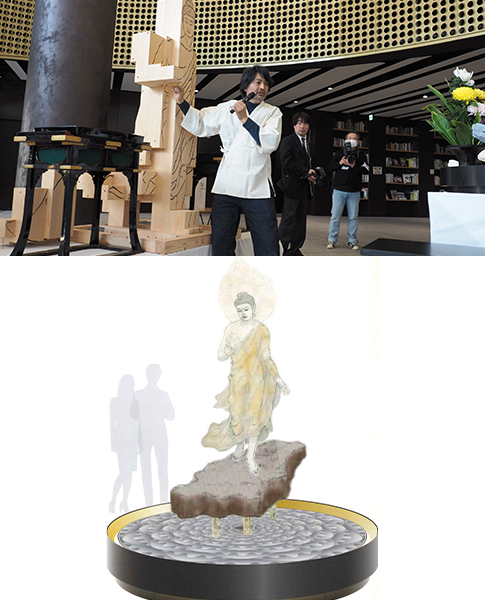大正大学創立100周年記念「旅に出るブッダ像」鑿入れ式
